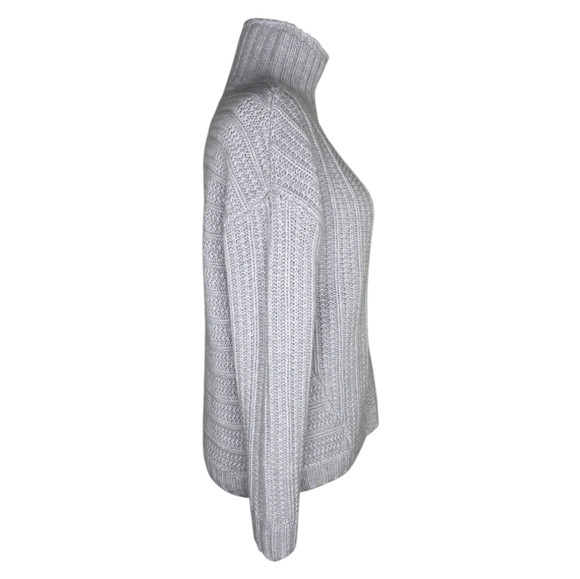 Garnet Hill 100% Cashmere Gray Chunky Knit Turtleneck Sweater Women’s M NWOT - Picture 3 of 7